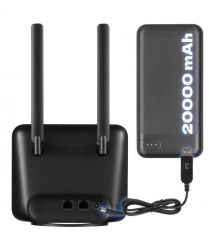 TCL Маршрутизатор LINKHUB (HH42CV2) LTE, Wi-Fi4, 1xFE LAN/WAN, 1xFE LAN, 2xSMA, Чорний + Power Bank 20000мА