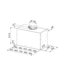Franke Вытяжка встраиваемая, 52см, 1250м.куб/ч, Box Flush Basic FBFE BK A52, черный