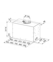 Franke Вытяжка встраиваемая, 52см, 1250м.куб/ч, Box Flush Basic FBFE LG A52, светло-серый