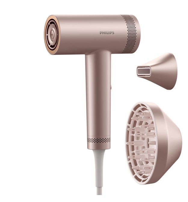 Philips Фен 8000 Series, 1400Вт, режимов-3, ионизиция, хол. обдув, турборежим, розовый