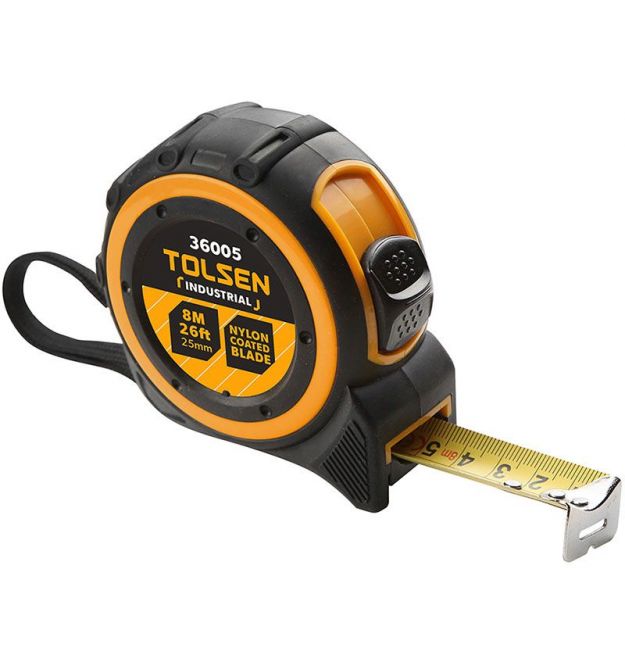 Tolsen Рулетка Эрго, 8мх25мм, автоматическая блокировка сматывания ленты