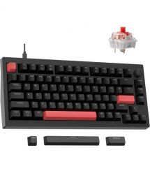 Lemokey Клавиатура механическая X4 84Key, Keychron Red, USB-A, QMK/VIA, Hot-Swap, EN/UKR, Red led, чорний