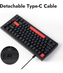 Lemokey Клавиатура механическая X4 84Key, Keychron Red, USB-A, QMK/VIA, Hot-Swap, EN/UKR, Red led, чорний