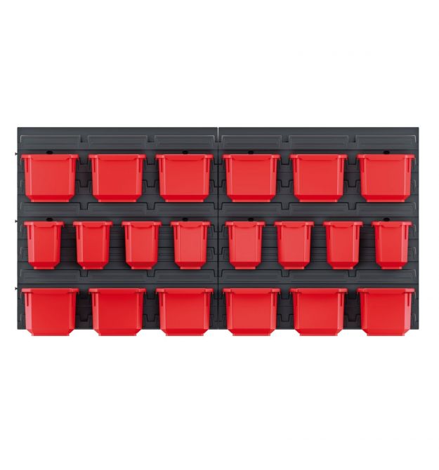 Kistenberg Панель подвесная с набором контейнеров для хранения KOR4, 2 панели 38.6*1.8*39см, 10 контейнеров, 20 крючков, пластик