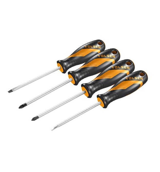 Tolsen Отвертки Эрго набор 4шт, SL, PZ1, PZ2, S2, 100мм