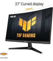 ASUS Монитор 27" TUF Gaming VG27VQM1B DVI, 2xHDMI, DP, MM, VA, 280Hz, 1ms, DCI-P3 90%, CURVED, AdaptiveSync