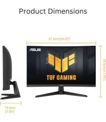 ASUS Монитор 27" TUF Gaming VG27VQM1B DVI, 2xHDMI, DP, MM, VA, 280Hz, 1ms, DCI-P3 90%, CURVED, AdaptiveSync