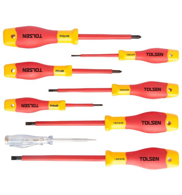 Tolsen Отвертка Premium, набор 8шт, диэлектрическая, для работ под напряжением 1000В