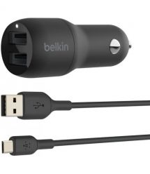 Belkin Автомобильное ЗУ Car Charger 24W Dual USB-A USB-A - microUSB 1m Black