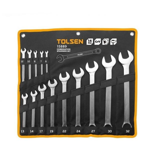 Tolsen Ключи комбинированные, набор 14шт, 6-32мм, CrV