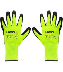 Neo Tools Перчатки рабочие, утепленные, латексное покрытие, полиэстер, р.8, зелено-черные