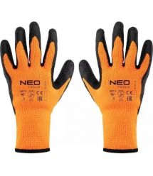 Neo Tools Перчатки рабочие, латексное покрытие, полиэстер, р.10, оранжево черные