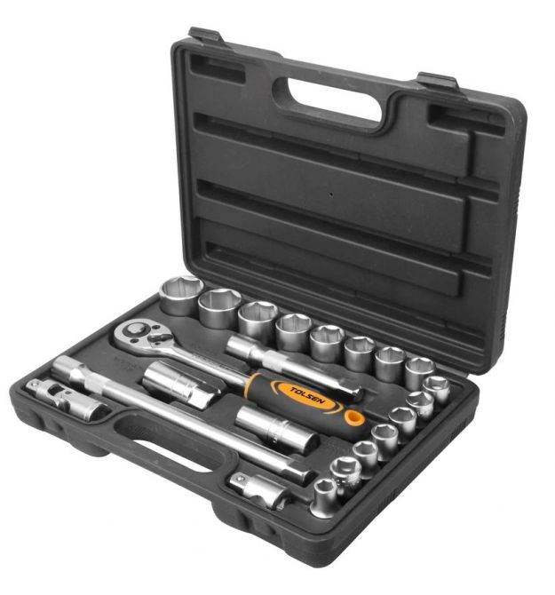 Tolsen Набор инструментов, набор торцевых головок 1/2", 22шт, CrV