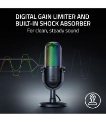 Razer Микрофон геймерский Seiren V3 Chroma, Uni, RGB, USB-A, 2м, чёрный