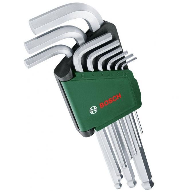 Bosch Ключи шестигранные, набор 9шт, шаровидный наконечник, 1.5-10мм, CrV
