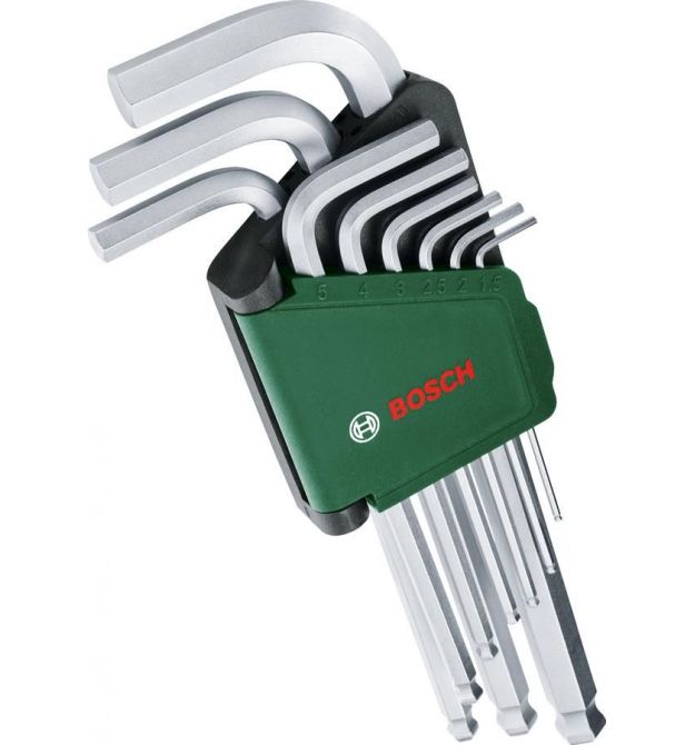 Bosch Ключи шестигранные, набор 9шт, шаровидный наконечник