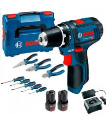 Bosch Шуруповерт-дрель аккумуляторная GSB 12В 2х2А·час 30Нм 400·1300об·мин 0.89кг GAL 12V-20 + набор ручного инструмента