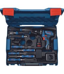 Bosch Шуруповерт-дрель аккумуляторная GSB 12В 2х2А·час 30Нм 400·1300об·мин 0.89кг GAL 12V-20 + набор ручного инструмента