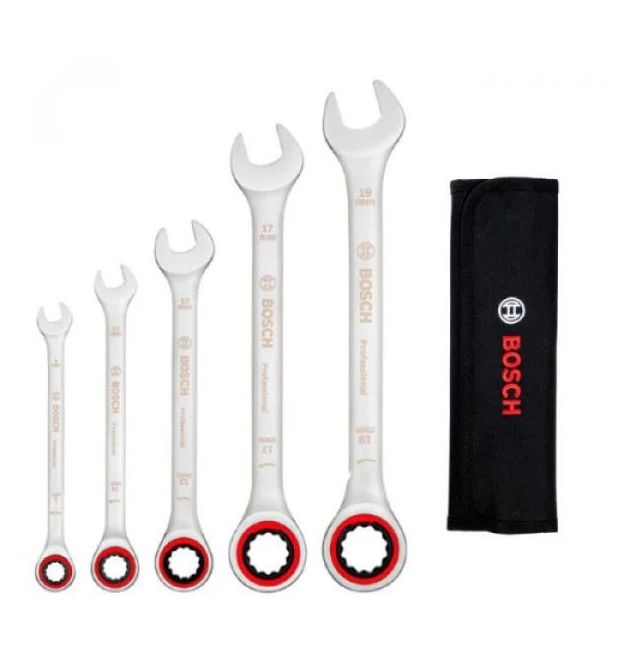 Bosch Ключи комбинированные, набор 5шт, 8,10,13,17,19мм