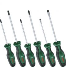 Bosch Отвертки набор 6шт, SL 4, 6.5 мм, PH1х100 мм, PH2х125 мм, PZ1х100 мм, PZ2х125 мм