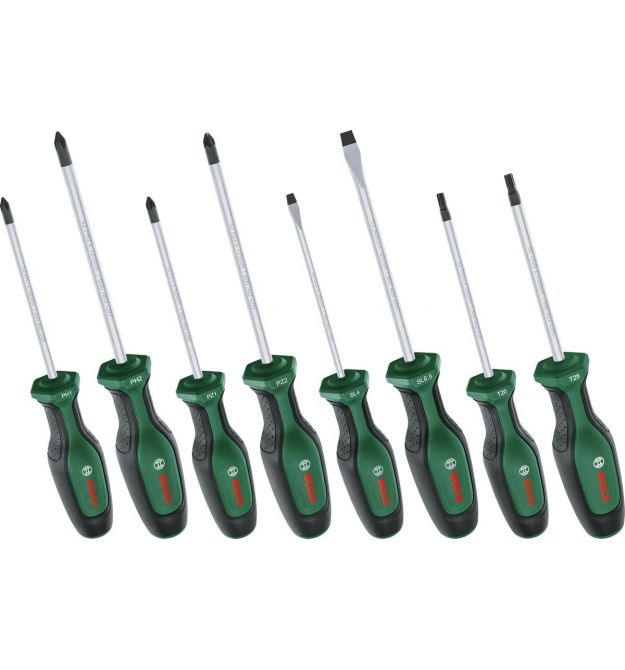 Bosch Отвертка набор 8шт, SL 4, 6.5 мм, PH1х100 мм, PH2х125 мм, PZ1х100 мм, PZ2х125 мм, Т20х100, Т25х100