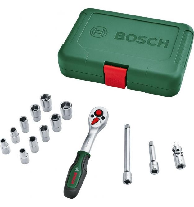 Bosch Набор инструментов, торцевых головок, 14шт, 1/4", кейс