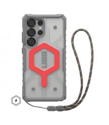 UAG Чехол+ремешок для Samsung Galaxy S25 Ultra, Pathfinder Clear with Magnet Bundle, Active Lava Lanyard