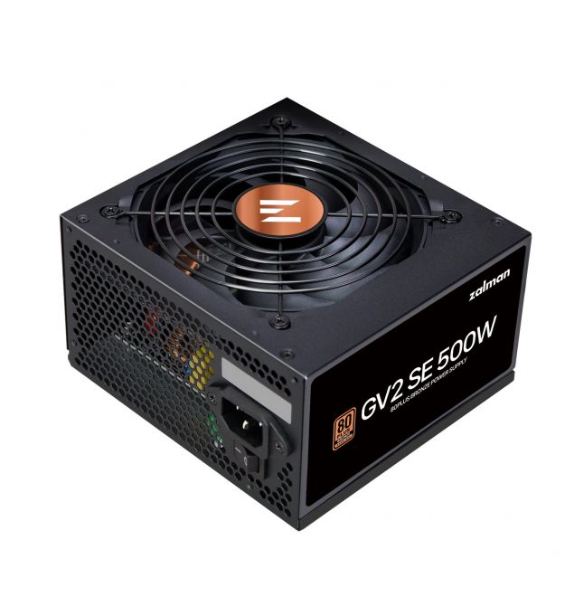 Zalman Блок питания GV2SE (500W) 88%, 80+ Bronze, 120мм, 1xMB 24pin(20+4), 1xCPU(4pin+ 8pin), 3xMolex, 6xSATA, 2xPCIe 8pin(6+2)