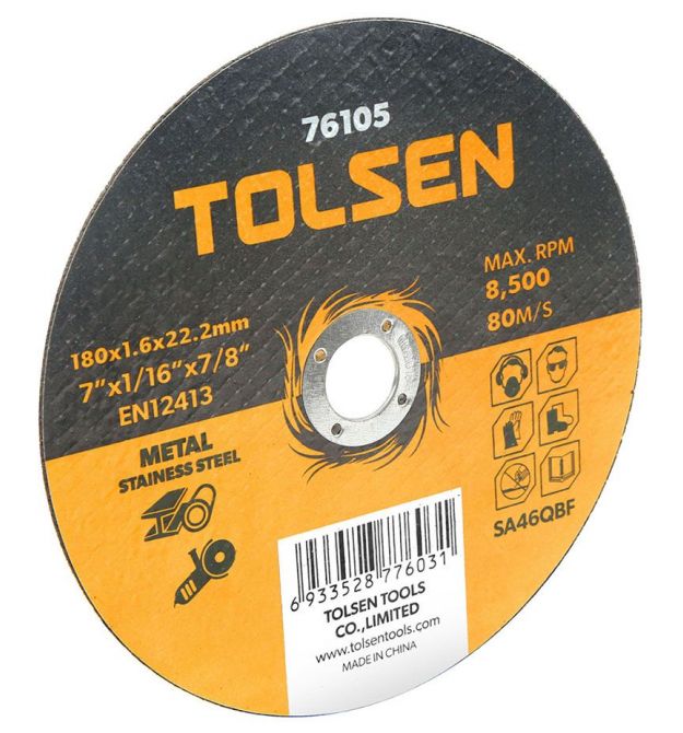 Tolsen Диск отрезной по металлу, 180х1.6х22.2мм