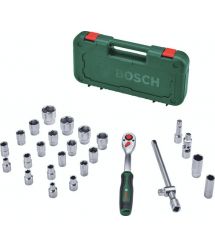 Bosch Набор торцевых головок, 1/2", 25 предметов, с трещоткой