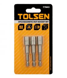 Tolsen Головки торцевые магнитные, набор 3шт, 1/4"х65мм, 8мм, стали 40Cr