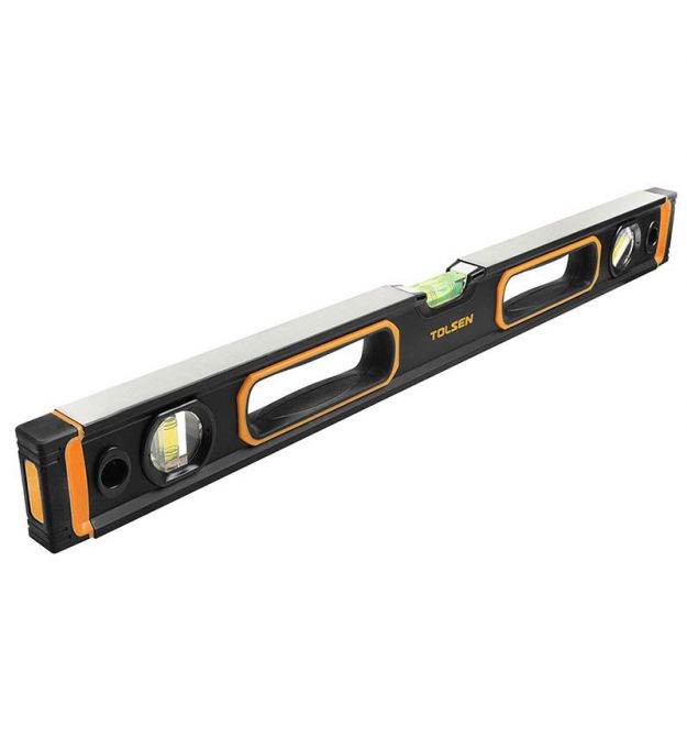 Tolsen Уровень Профи, 40см, 3 капсулы, алюминиевый, с магнитами, отверстия для руки