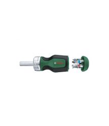 Bosch Отвертка с трещоткой, 6 насадок, рукоятка TPR, 111мм, сталь CrV