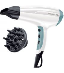 Remington Фен + выпрямитель набор Shine Therapy, 2300Вт, режимов-3, дифузор,щипцы для волос(150-230°С,керамика), бело-голубой