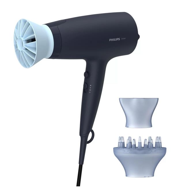 Philips Фен 3000 Series, 2100Вт, режимов-3, дифузор, иониз-я, хол. обдув, синий