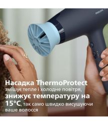 Philips Фен 3000 Series, 2100Вт, режимов-3, дифузор, иониз-я, хол. обдув, синий
