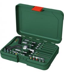 Bosch Отвертка с трещоткой, т-подлебная рукоятка, 20 насадок, 109мм, кейс, сталь CrV