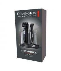 Remington Набор триммеров WORKS для бороды, усов, носа, ушей, сеть+1хАА, чехол, расческа, сталь, черный
