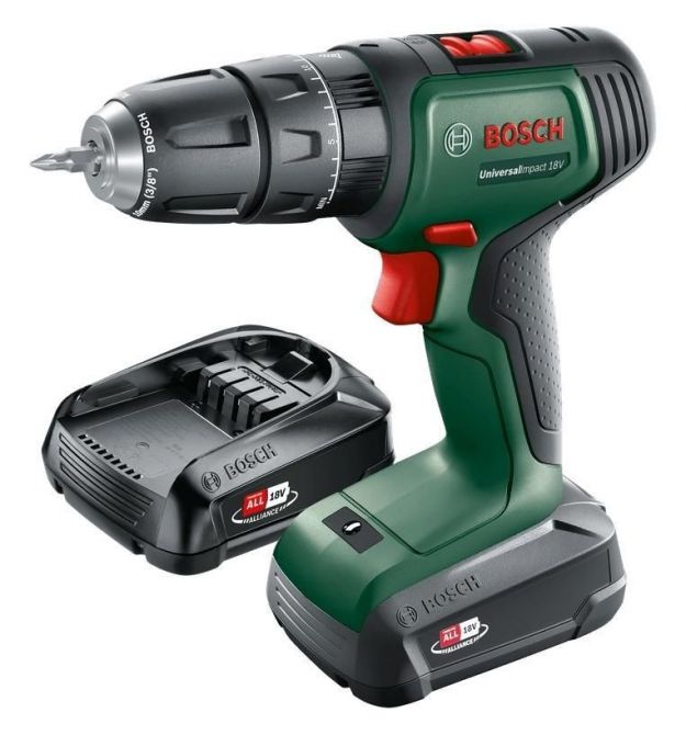 Bosch Шуруповерт-дрель аккумуляторная UniversalImpact 18В 2х1.5А·час 20Нм 0-440·0-1450об·мин кейс ЗП 1.3кг