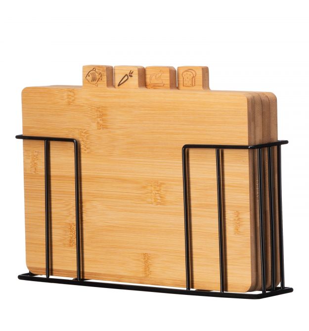 ARDESTO Набор досок кухонных на подставке Midori, 4шт, 30х5.6х20.3см, бамбук, металл
