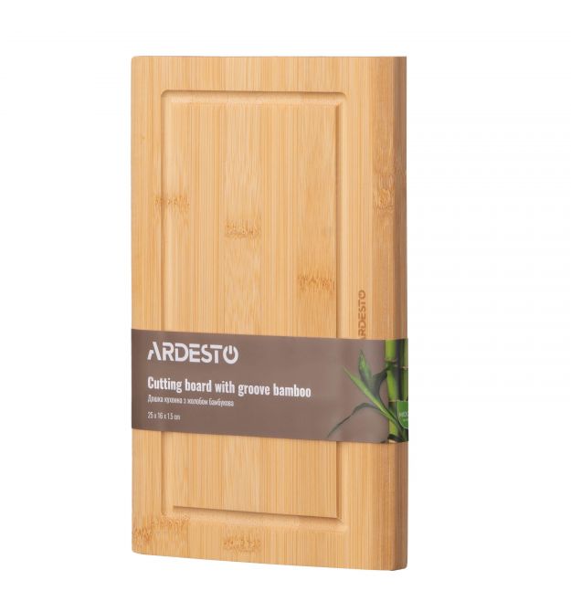 ARDESTO Доска кухонная с желобом Midori, 25х16х1.5см, бамбук
