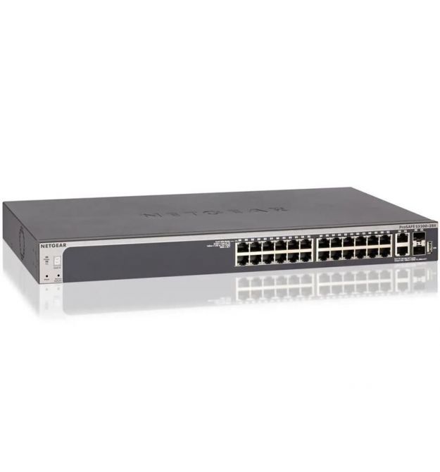NETGEAR Коммутатор GS728TXP 24xGE PoE, 2x10GE, 2xSFP+, 195Вт, Управляемый L2