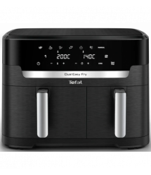 Tefal Мультипечь Dual Easy Fry XXL, 2700Вт, чаша-6.5+4.5л, сенсорное управл., 2 чаши, гриль, пластик, черный