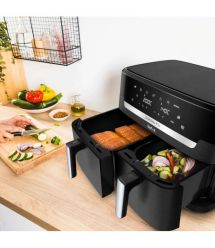 Tefal Мультипечь Dual Easy Fry XXL, 2700Вт, чаша-6.5+4.5л, сенсорное управл., 2 чаши, гриль, пластик, черный