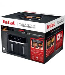 Tefal Мультипечь Dual Easy Fry XXL, 2700Вт, чаша-6.5+4.5л, сенсорное управл., 2 чаши, гриль, пластик, черный