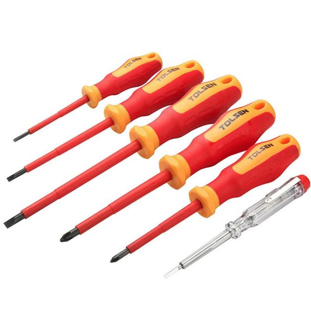 Tolsen Отвертки VDE набор 6шт, диэлектрические, PH, PZ, CrV