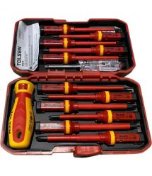Tolsen Отвертки VDE набор 13шт, диэлектрические, PH, PZ, Torx, CrV, кейс