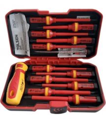 Tolsen Отвертки VDE набор 13шт, диэлектрические, PH, PZ, Torx, CrV, кейс