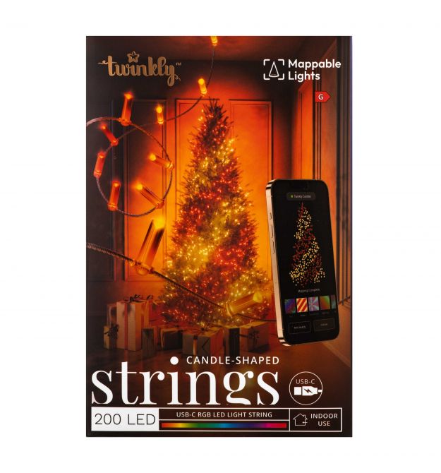 Twinkly Гирлянда Smart LED Twinkly Strings Candle RGB 200 IP20 12м USB-C кабель прозрачный