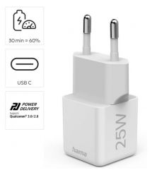HAMA Зарядное устройство сетевое 25Вт USB-С, PD